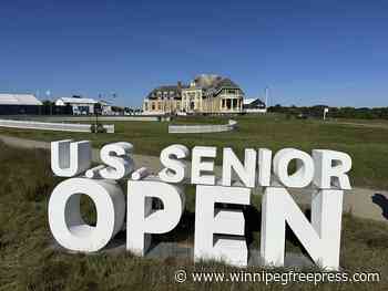 Fujita leads U.S. Senior Open by 3 strokes when rain hits. Play resumes Monday with 8 holes left