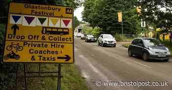 Live Glastonbury Festival traffic as roads are clogged by people leaving Worthy Farm