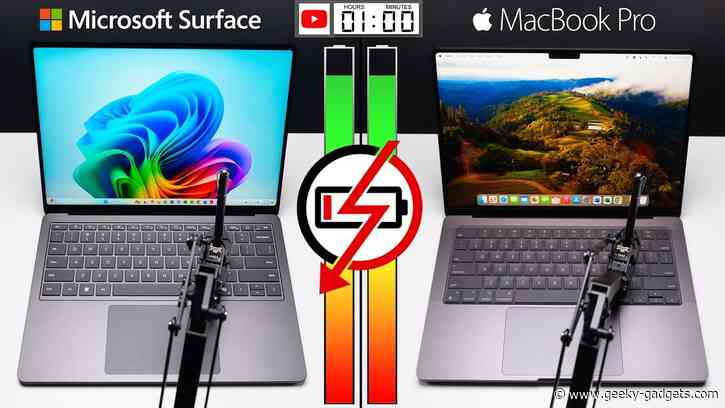Battery Test: Microsoft Surface 7 vs Apple M3 MacBook Pro