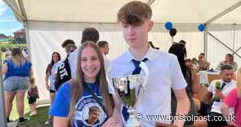 Emotional moment mum of teen stabbing victim presented trophy named in his honour