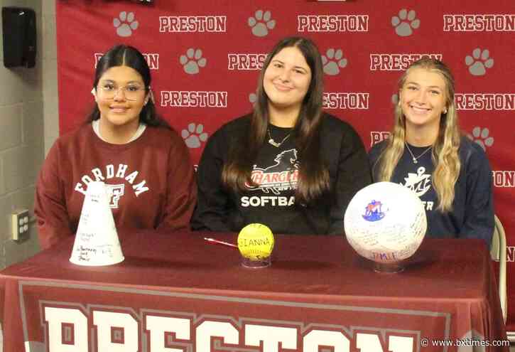 Three Preston High School seniors to play sports in college