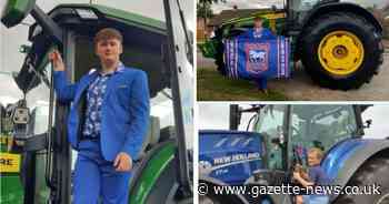 Ipswich Town fan arrives to Manningtree prom in style