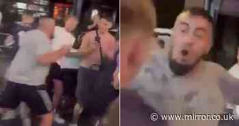 Moment England fans brutally attacked outside bar after singing controversial war song