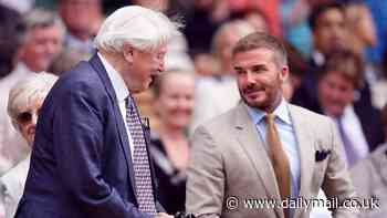 David Beckham is besieged by fans as he leads the stars in SW19 for day one of Wimbledon - but faces an awkward Centre Court reunion with Katherine Jenkins following OBE outburst after arriving with mum Sandra