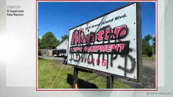 'Grand Island seems to be increasingly agitated with politics': town supervisor's business sign vandalized with political message