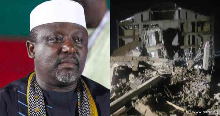 PHOTOS: Rochas Okorocha’s Unity House mansion collapses in Abuja