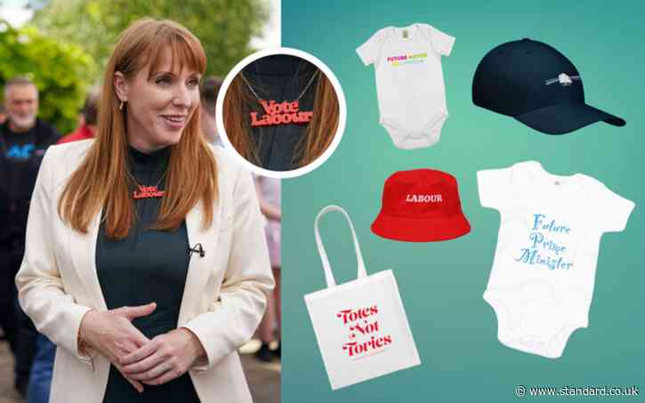 Election merch madness! Labour bucket hat, Tory baseball cap or a babygro for your vote?