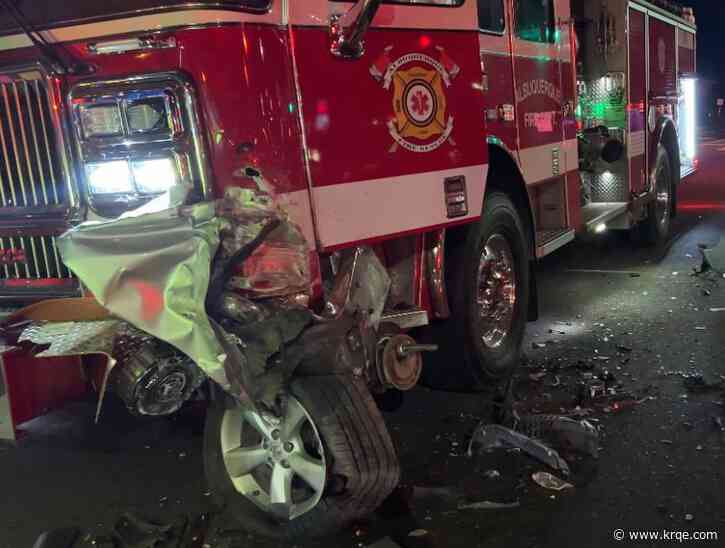 Albuquerque Fire Rescue truck struck by vehicle while on scene of crash