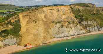 Horror moment crumbling cliff collapses at UK staycation hotspot caught on camera