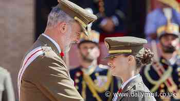 King Felipe and Letizia shower Princess Leonor with affection as she graduates from military school - hours after latest bombshell claims about Queen's 'affair' with her brother-in-law