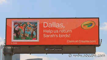 Crayola billboard campaign in DFW looking for childhood artists to claim drawings