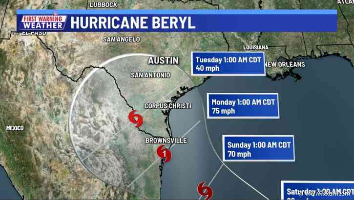 Austin still in Beryl's Cone of Uncertainty