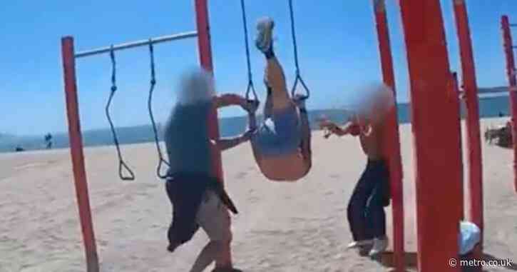 Tinder ‘rapist’ arrested on Spanish beach while hanging upside down on gym hoops