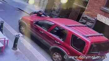 Melbourne CBD carjacking: Watch the terrifying moment a man is hit by his own 4WD