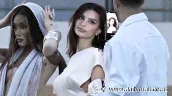 Emily Ratajkowski serves angelic look in one-shoulder dress at Michael Rubin's star-studded Hamptons white party