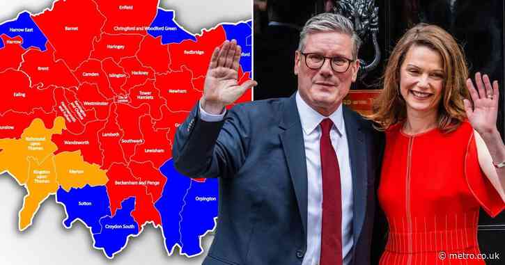 Map shows how London voted in the General Election and became a sea of red