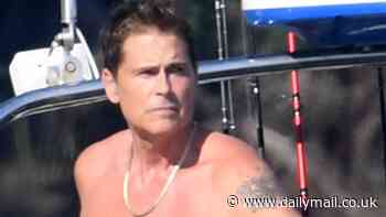 Rob Lowe, 60, shows off his incredible physique as he goes shirtless for Fourth of July celebrations with his sons in Santa Barbara