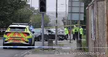 Major city road covered in smashed cars after police pursuit