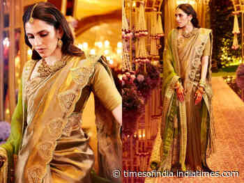 Shloka Ambani's paan gold tissue sari