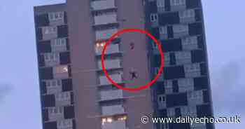 Probe as two people base jump from Millbrook Towers in Southampton