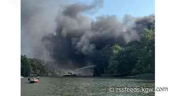 Fire on Ross Island sends plume of smoke across metro area