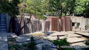 Portland's historic Ira Keller Fountain is flowing after more than a year of repairs