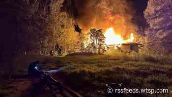 Abandoned home destroyed by fire; traffic impacted as crews worked blaze