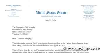 Senator Menendez’s resignation letter