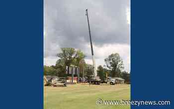 Photo: Digital video scoreboard going up at Holmes CC
