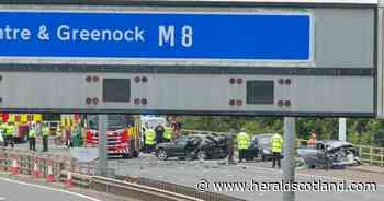 Two police officers taken to hospital after crash closes M8 eastbound