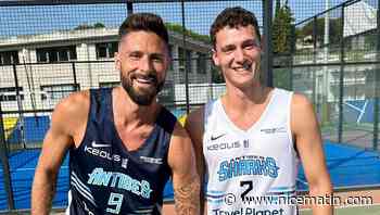 Olivier Giroud et Benjamin Pavard avec le maillot des Sharks d’Antibes