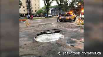 Truck swallowed by sinkhole in Saskatoon