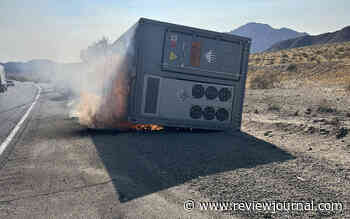 Battle on lithium-ion battery fire goes well into the night on Interstate 15