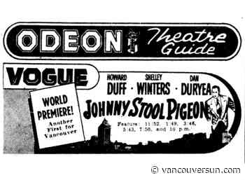 This Day in History, 1949: Movie stars Tony Curtis and Dan Duryea visit Vancouver for the premiere of Johnny Stool Pigeon