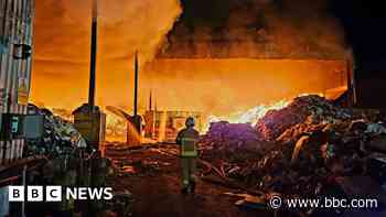 Firefighters tackle large waste blaze