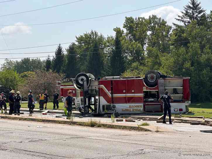 Fire truck overturned in Indy, at least 4 injured