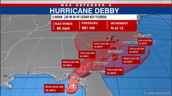 LIVE UPDATES: Hurricane Debby strengthens as it nears landfall