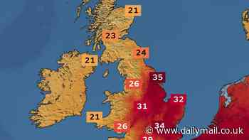 It's officially the hottest day of the year! Temperatures hit 32.4C in Surrey as sunseekers flock to beaches and parks in the South - while thunderstorms deluge northern England and Scotland with torrential rain