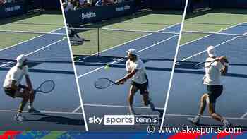 INCREDIBLE 360 backhand earns point for Droguet at US Open!