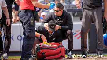 Ump suffers concussion from Stanton's broken bat