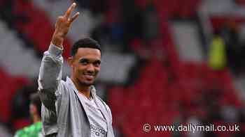 Trent Alexander-Arnold taunts Man United fans with mocking gesture after Liverpool's huge 3-0 win at Old Trafford... leading fans to think he flipped the middle finger before they realise what he actually did