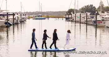 Famous Abbey Road album cover recreated on the water in Southampton