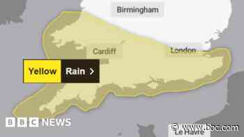 Heavy rain warning issued for Devon and Cornwall