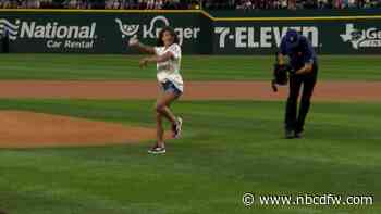 WATCH: Olympic champ Hezly Rivera's flip before Rangers first pitch