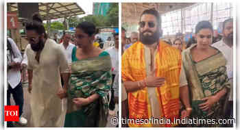 DP and Ranveer arrive barefoot at Siddhivinayak