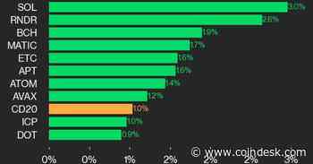 CoinDesk 20 Performance Update: SOL Jumps 3.0% as Index Rallies