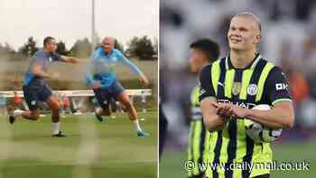 Erling Haaland is labelled a 'monster' as fans react to 'ridiculous' footage of Man City striker's relentless goalscoring in training