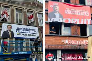 Cafébaas Steve dient Vlaams Belang van antwoord met eigen Vooruit-spandoek: “Slogan is repliek op hun boodschap”