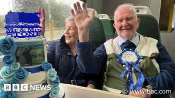 Train fan gifted wedding anniversary cake by GWR