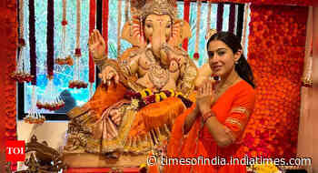 Sara celebrates Ganesh Chaturthi at home